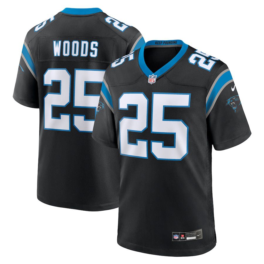 Men Carolina Panthers #25 Xavier Woods Nike Black Team Game NFL Jersey